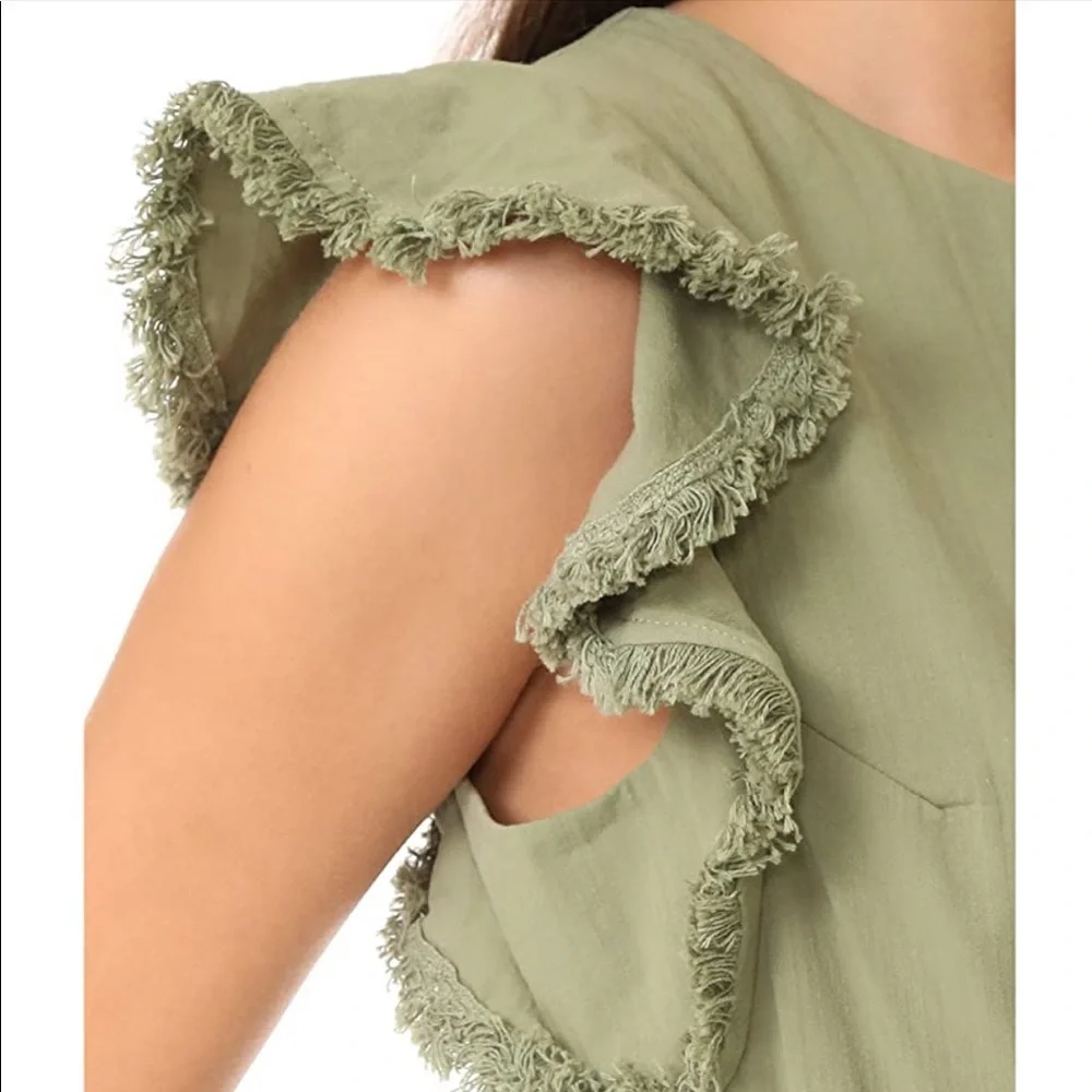 Green Belted Ruffle Romper - Picture 6 of 7